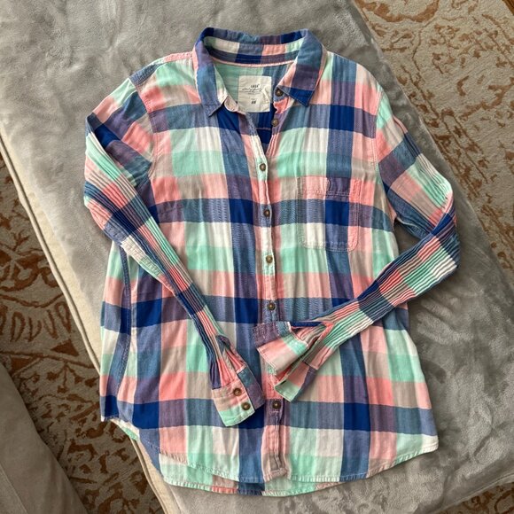 EUC L.O.G.G. by H&M Large Checkered Button Down Shirt Sz 14 - Picture 2 of 5